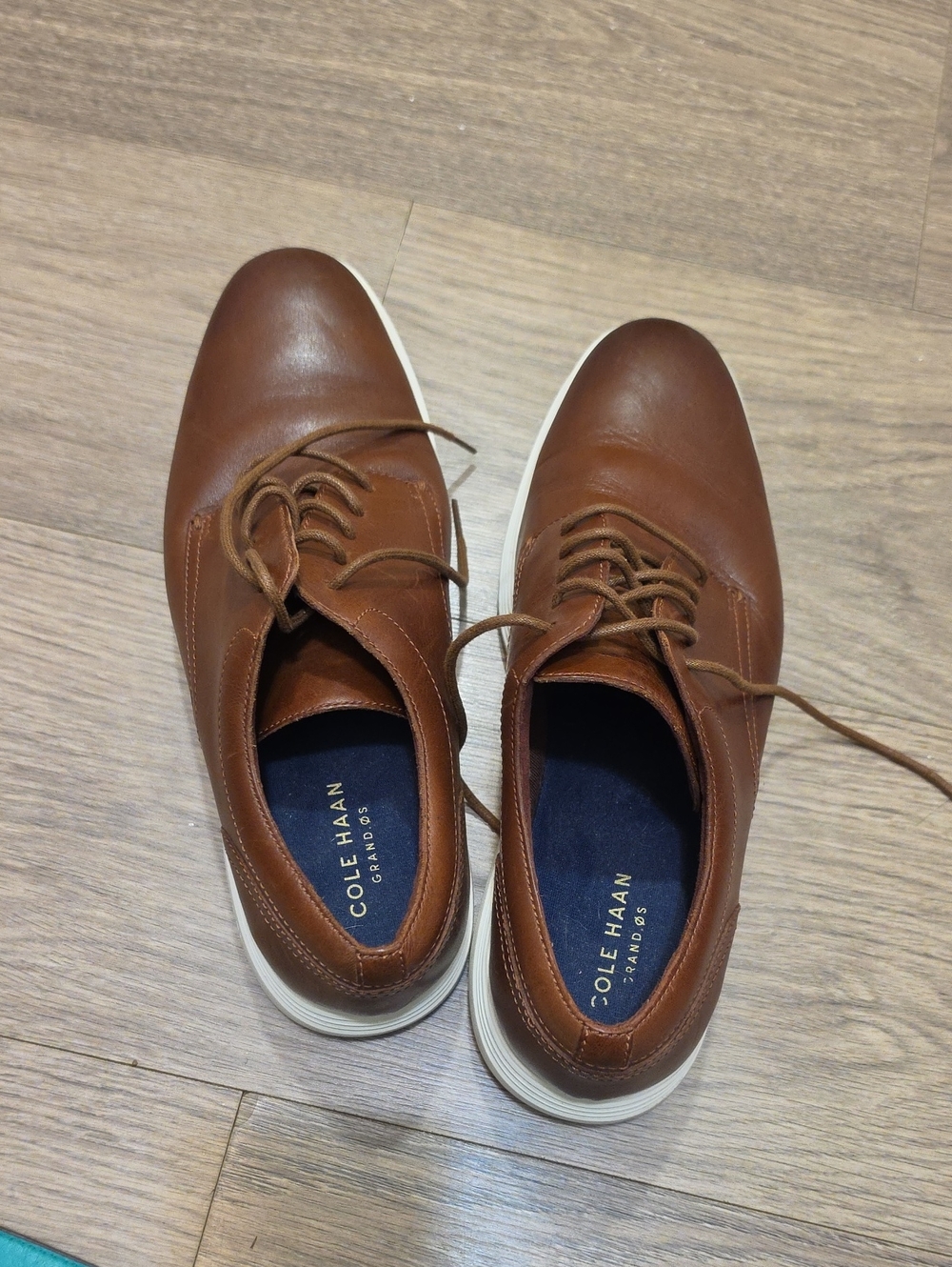 Cole Haan Brown Leather Lace-Up Oxfords with White Soles